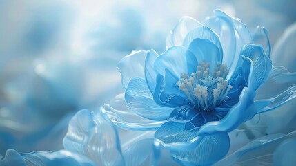  A beautiful background showcasing shiny plastic artificial flowers in a single shade of blue. The glossy petals reflect light, creating a captivating 