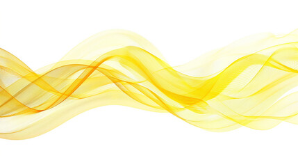 Spectrum gradient wave lines in lively shades of lemon yellow, signifying energy and innovation in technology and science, isolated on a white background.