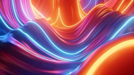 Poster 3d technology abstract neon light background, wallpaper background, steampunk, spotlight, dark night, virtual, sci-fi background © Bi