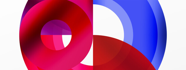 A vibrant red and electric blue circle contrast against a white background, showcasing colorfulness and material property in art. The use of magenta tints and shades creates a striking pattern