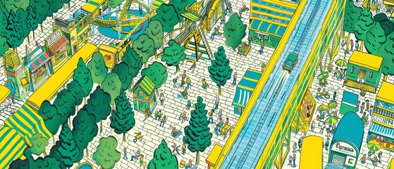 Obraz premium An abandoned amusement park where each ride represents a random, historical market trend