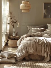 Cozy Bedroom Interior with Natural Sunlight