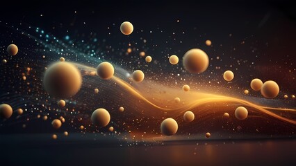 Particle technology background design, Abstract wave of particle dots, high technology and big data