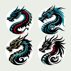 Detailed dragon illustration in vector format.