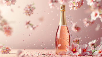 Fototapeta premium Sparkling Champagne Celebration Among Florals