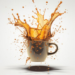 Explosive Coffee Mug Splash Isolated on White Background - 784966395
