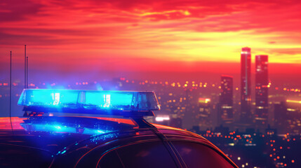 Police Car Lights at Night - 784967193