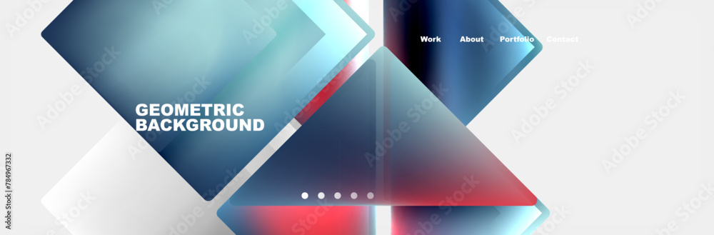 Poster A captivating geometric pattern featuring light blue, red, and white triangles on a white background. Perfect for a modern event display device