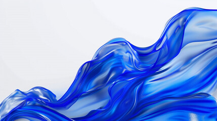 A vivid ultramarine blue abstract wave background with a white backdrop. - obrazy, fototapety, plakaty