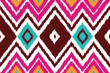 Ikat ethnic seamless pattern design. Aztec fabric carpet mandala ornaments textile decorations wallpaper. Tribal boho native ethnic turkey traditional embroidery vector background 