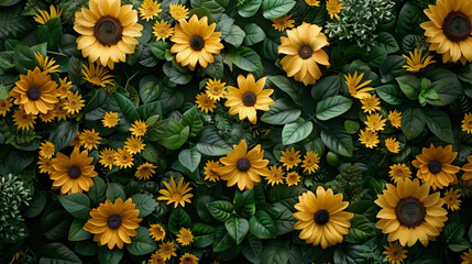 Floral Seamless Background. Sunflower seamless background. shot from above.