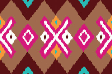 Ikat ethnic seamless pattern design. Aztec fabric carpet mandala ornaments textile decorations wallpaper. Tribal boho native ethnic turkey traditional embroidery vector background 