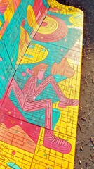 Seniors  random, impulsive art project, turning a park bench into a mosaic masterpiece