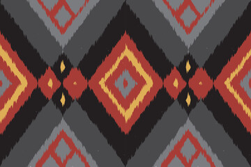 Ikat ethnic seamless pattern design. Aztec fabric carpet mandala ornaments textile decorations wallpaper. Tribal boho native ethnic turkey traditional embroidery vector background  - obrazy, fototapety, plakaty