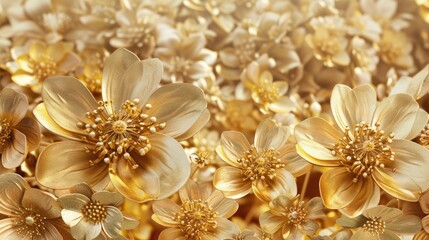 Fototapeta na wymiar Luxurious gold flowers wallpaper background adds elegance, Ai Generated.