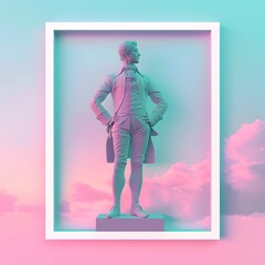 Stylized Silhouette Figure Framed in Pastel Gradient Background