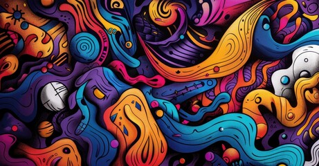 Obraz premium Vibrant graffiti-style design background bursts with bright colors, Ai Generated.