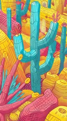 Obraz premium The survival strategies of cacti and the random, rare creatures calling them oasis, desert dialogues