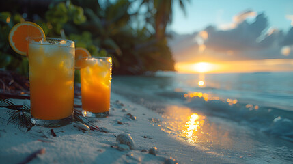 Tropical Drink: Colorful Cocktails on the Beach"
   