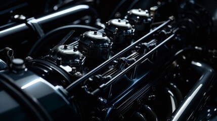 Car engine. Motor and mechanism closeup - obrazy, fototapety, plakaty