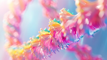 Abstract digital artwork with colorful fractal patterns on a pastel background.