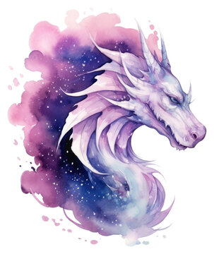 PNG  Dragon in Watercolor style white background representation creativity