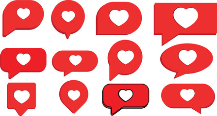 Love chat vector icon, flat cartoon chatting bubbles with heart isolated on white symbol, romance online discussion sign clipart.eps10