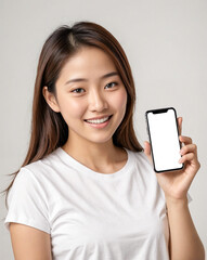 teenage woman holding smartphone