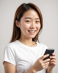 teenage woman texting on smartphone