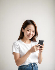 teenage woman texting on smartphone