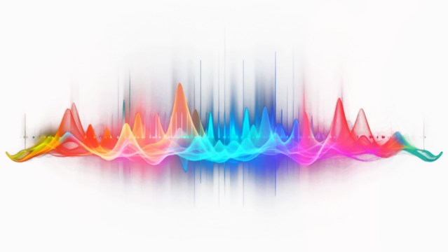 PNG rainbow sound wave effect, transparent background 