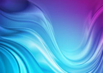 Foto op Plexiglas Blue and violet glossy blurred curved waves abstract background. Vector design © saicle