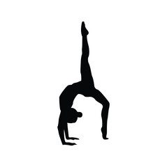 Black and white yoga icon. Vector.