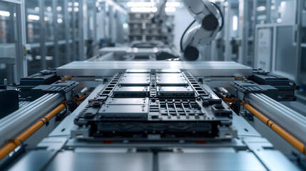 a solid-state battery as it undergoes production in a cutting-edge factory setting