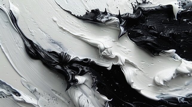 Black and white oil painting collide. Best for Abstract background.