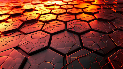 Red-orange hexagon array for a vibrant energy source motif.