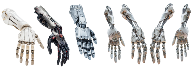 A robotic hand on a transparent background