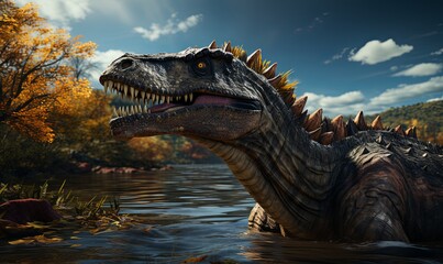 Dinosaur Roaring in Water