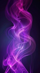 A purple and pink abstract smoke swirls against a dark background
