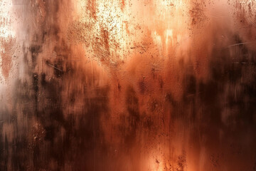 Abstract Texture of a Rusty, Burnished Metal Surface with a Warm, Fiery Glow