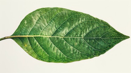 Botanical Illustrations: A close-up photo of a single leaf in a botanical illustration