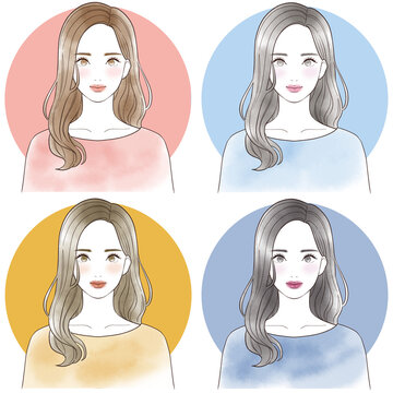 パーソナルカラー診断　イメージイラスト　セット