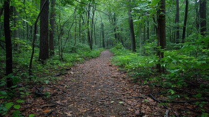 Environmental Concepts: A photo of a leafy trail through a forest
