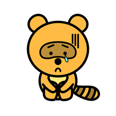 落ち込んでいるタヌキ　イラスト