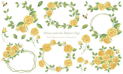 シンプルな黄色い薔薇のあしらいセット