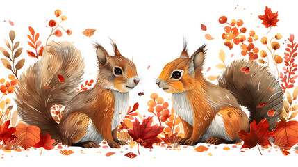 Fototapeta premium Autumn Animal Clipart