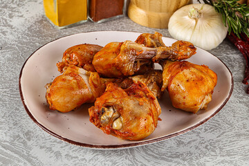 Raw marinated chicken drumstick for cooking