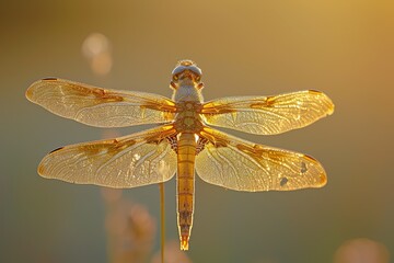 Dragonfly, Close-up View, Golden Ratio, Spring Colors, Ultra Detailed, Golden Hour, Wild Photography, 