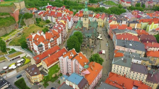 Old Town Market Square Klodzko Rynek Ratusz Aerial View Poland