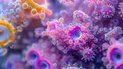 Microbiology: A photo macro close-up of a single bacterium - obrazy, fototapety, plakaty